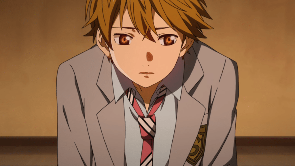 Watari, Ryouta from Your Lie In April looking forlorn.